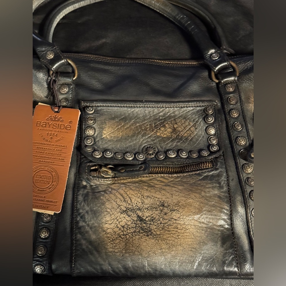 Bayside84 Motorcycle Studded Bag - Black Vintage - Picture 13 of 16